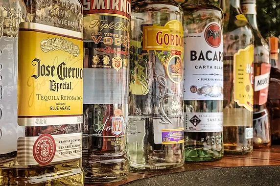 bottles of alcohol in a bar